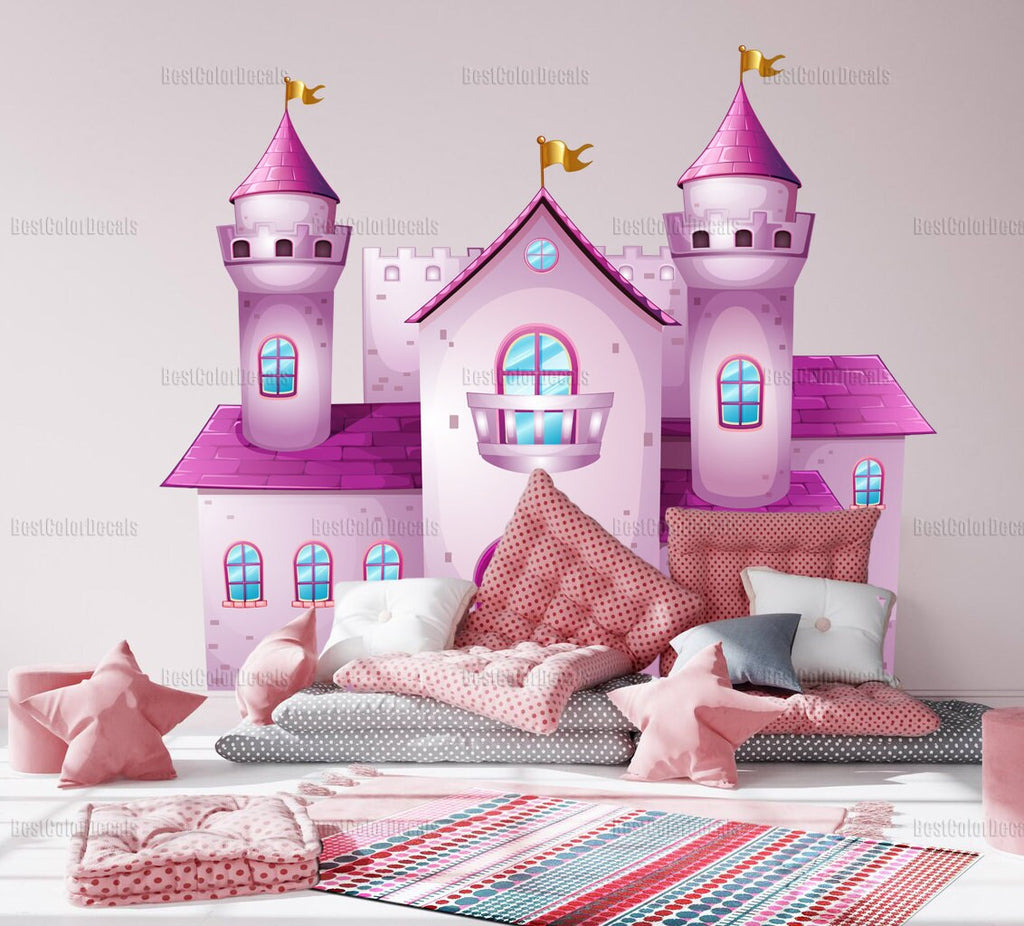 Princess Castle decal for wall Nursery princess decor Pink Castle for bedroom Princess castle decor Nursery castle wall decor