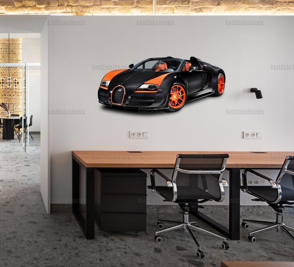 Bugatti wall art sticker Sports car wall decal Nursery wall decals boy Wall mural decal sports car Boys room vinyl decals