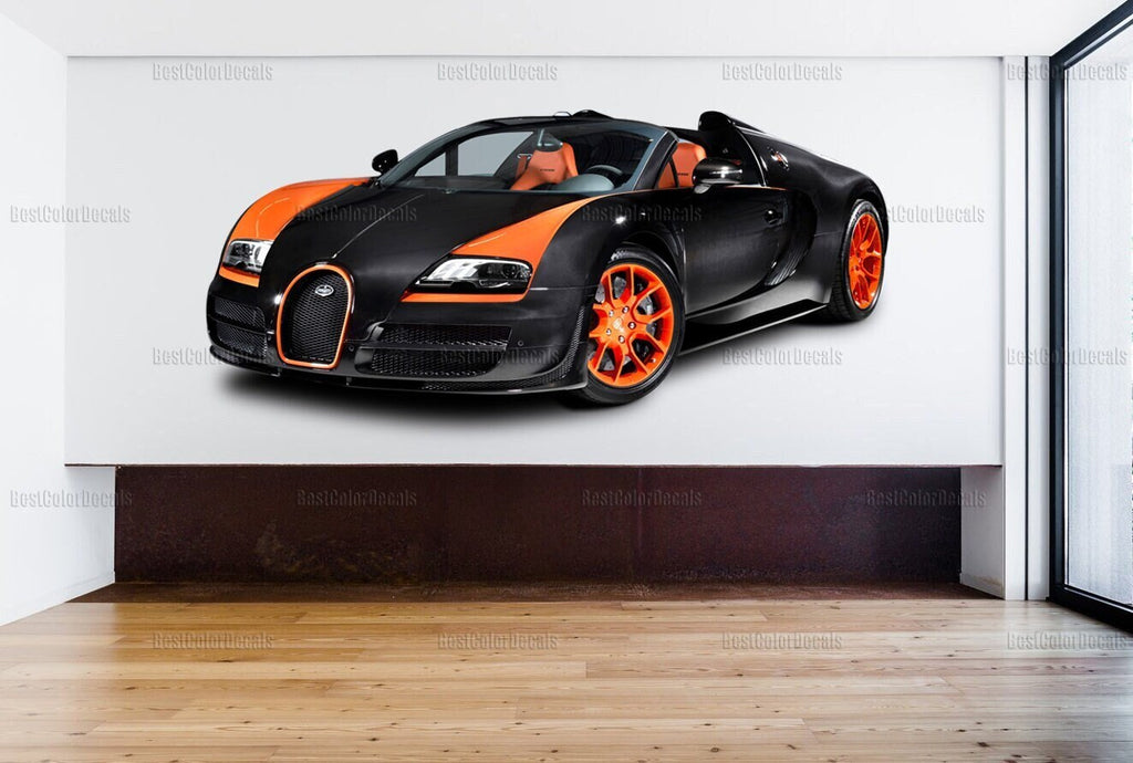 Bugatti wall art sticker Sports car wall decal Nursery wall decals boy Wall mural decal sports car Boys room vinyl decals