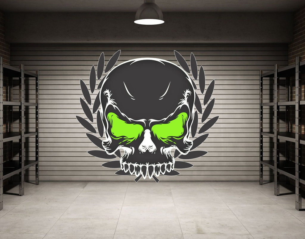 Sugar skull sticker Skull decor halloween Angry Skull decal Human skull art Skull wall art Skull car decal