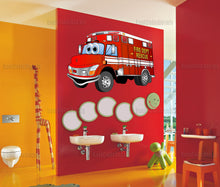 Load image into Gallery viewer, Firetruck nursery decor Firetruck decal Wall stickers kids cars Boy name wall decal Firetruck birthday decor Boy nursery wall decal