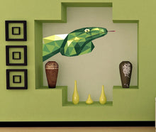 Load image into Gallery viewer, Wallmonkeys Green Tree Python Snake Wall Decal Peel and Stick Graphic Polygonal animals Wall decal, Reptiles Themed, living room decor-GD331