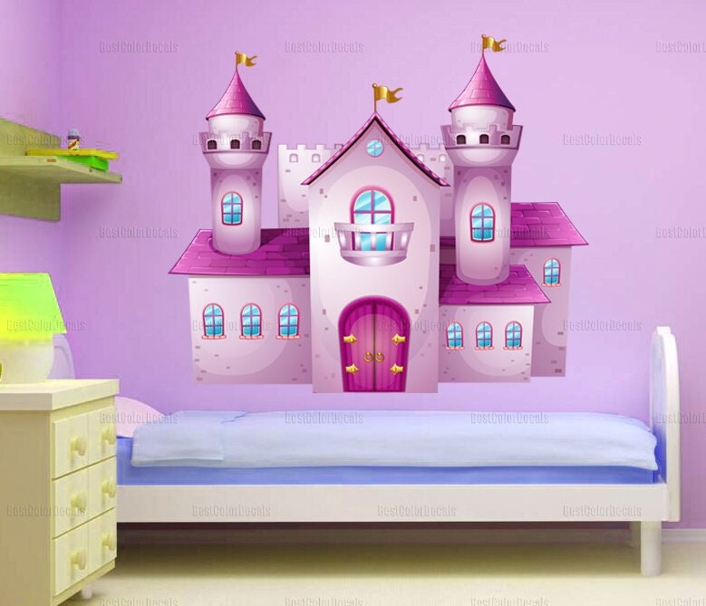 Princess Castle decal for wall Nursery princess decor Pink Castle for bedroom Princess castle decor Nursery castle wall decor