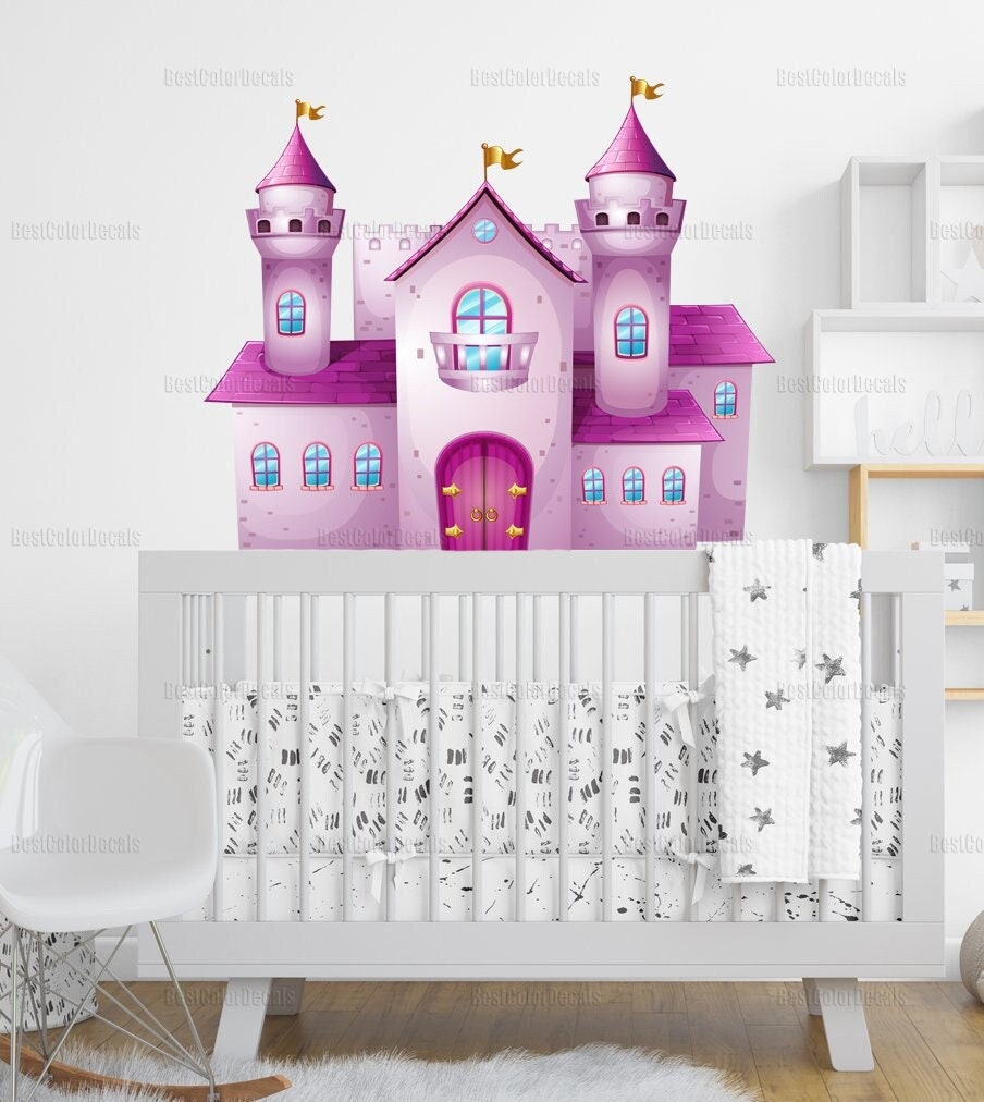 Princess Castle decal for wall Nursery princess decor Pink Castle for bedroom Princess castle decor Nursery castle wall decor
