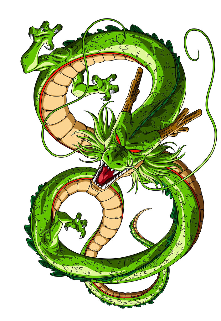 Dragon Car Vinyl Decal – Full Color Sports Car Wrap | Shenron-Inspired Anime Dragon Sticker for Porsche, Drift, JDM & Show Cars