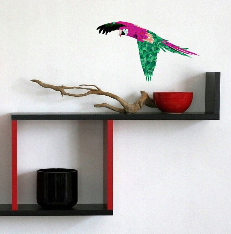 Parrot Wall Decal for Living Room Mascot Wall Sticker Peel and Stick Removable, Wall Stickers for Kids Nursery Bedroom, GD241