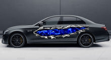 Load image into Gallery viewer, Dragons street racing car graphics, 3D Dragon ripped metal car vinyl sticker, Lizard pride car vinyl, Creature full color car side wrap