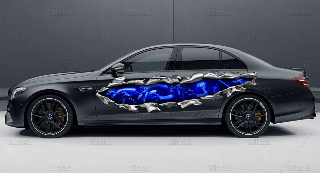 3D Dragons Full Color Car Side Graphics, Tribal Dragon racing stripes, Lizard Car Side Graphics, Dragons car vinyl side wrap