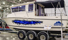 Load image into Gallery viewer, 3D Dragons Ripped Metal Watercraft Vinyl, Dragon Cigar Boat Side Graphics, Lizard Full Color Yacht Graphics