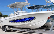 Load image into Gallery viewer, 3D Dragons Ripped Metal Watercraft Vinyl, Dragon Cigar Boat Side Graphics, Lizard Full Color Yacht Graphics