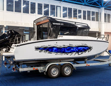 Load image into Gallery viewer, 3D Dragons Ripped Metal Watercraft Vinyl, Dragon Cigar Boat Side Graphics, Lizard Full Color Yacht Graphics