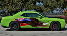 Load image into Gallery viewer, 3D Bold eagle street racing graphics, American pride full color car side wrap, USA Flag car vinyl sticker, US eagle car design