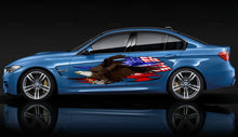 Load image into Gallery viewer, 3D Bold eagle street racing graphics, American pride full color car side wrap, USA Flag car vinyl sticker, US eagle car design
