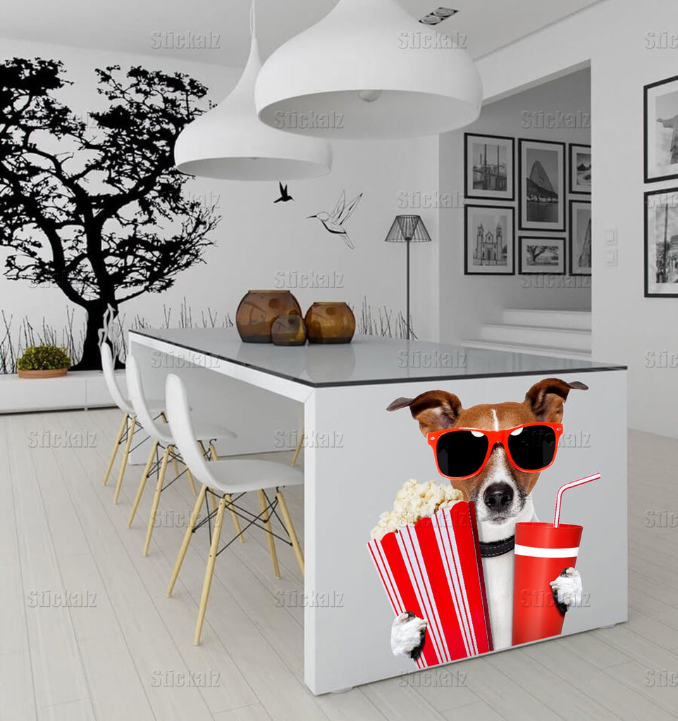 Dog wall sticker, funny dog, movie night wall decal, funny animal decor cfb 77