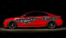 Load image into Gallery viewer, Car vinyl full color tribal Checkered flag decal Full color side graphics sticker Racing wrap Flag vinyl