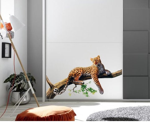 Leopard wall decal, Leopard Full Color Decal, Leopard Full color sticker, wall art cn 024