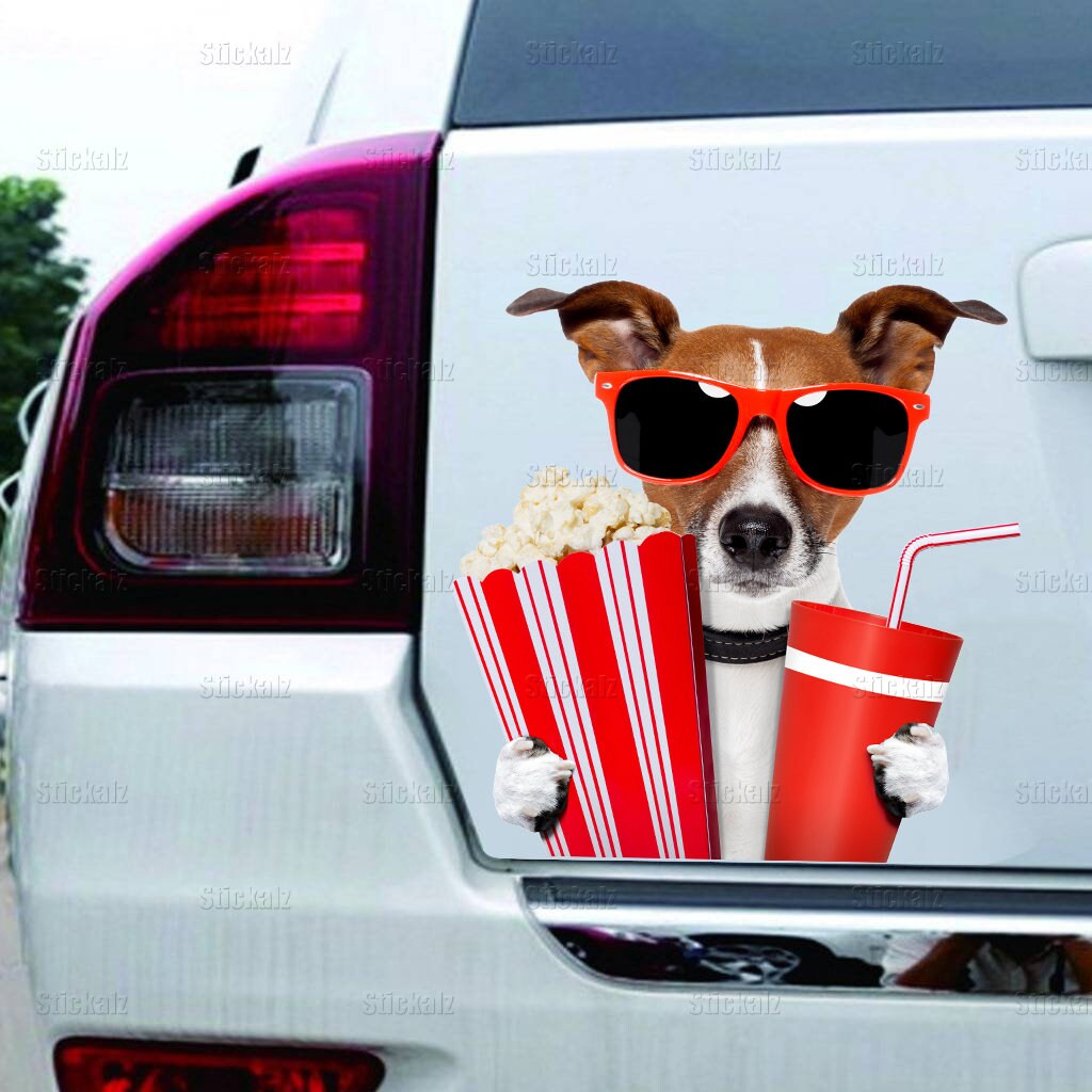 Dog wall sticker, funny dog, movie night wall decal, funny animal decor cfb 77