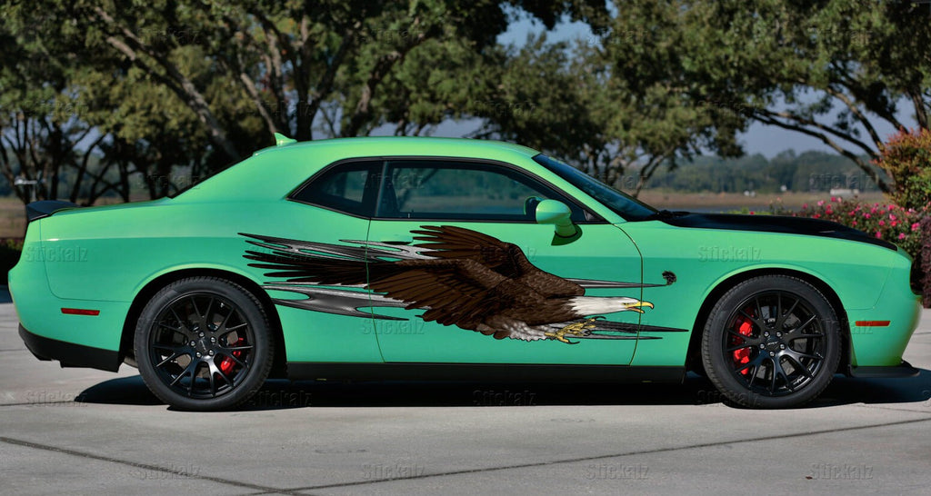 Bald Eagle decal Full color car side graphics, Tribal street racing graphic, American Pride wrap design, Cool decals