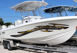 Vinyl Wrapping Boat, 3D Watercraft Tribal Graphic, Boat Wrap Ripped Metal, Full Color Speed Boat Decals, Tribal Yacht Wrap Sticker