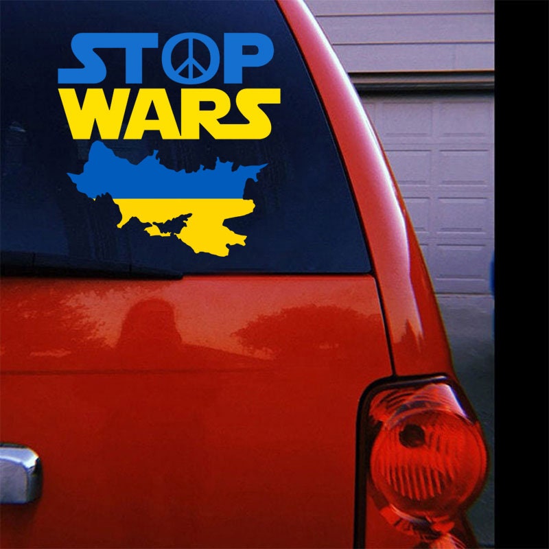 Stand for Ukraine Car Vinyl Decal, No War Decals, Support Ukraine Stickers, Stop Wars label, Pray for Ukraine Car Vinyl Stickers