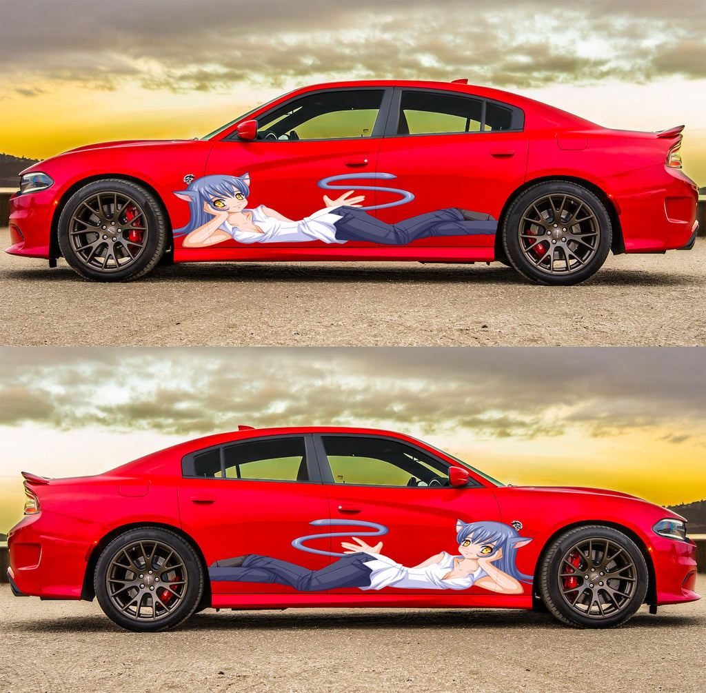 Sexy Anime Stickers, Manga Theme Side Car Wrap, Full Color Car Vinyl Design, Vinyl Decal, Large Vehicle Graphics Wrap