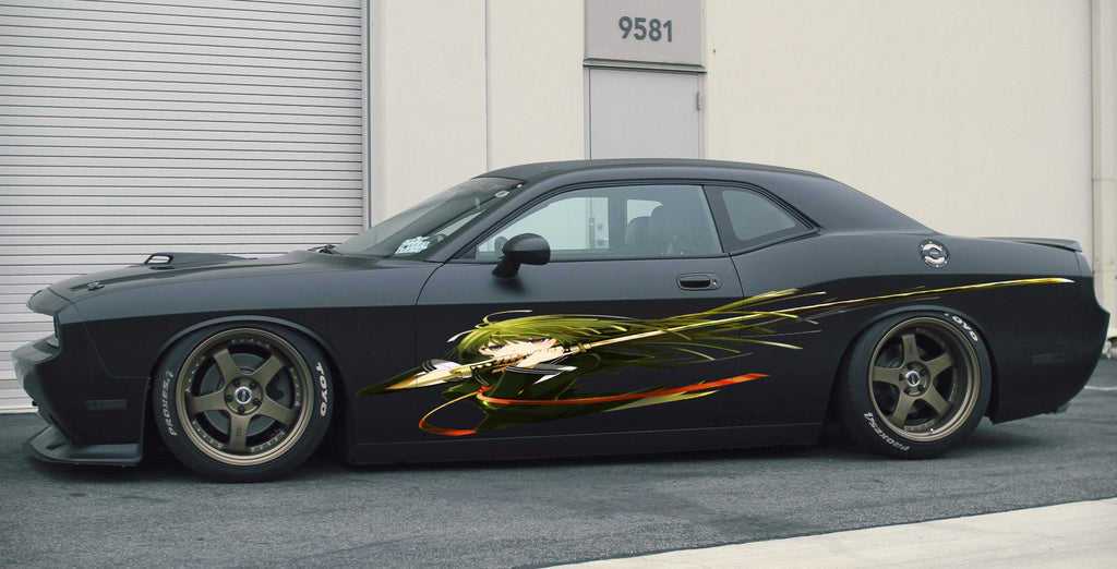 Warrior Girl Anime Sticker, Sexy Anime Stickers, Japanese Anime Vehicle Livery, Anime Car Wrap Side, Cast Vinyl Wrap, Racing Car Decal