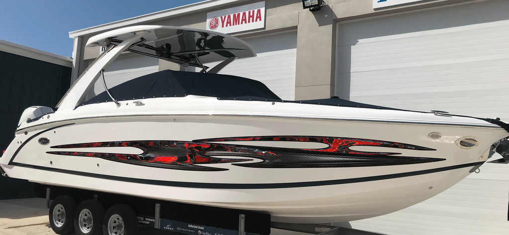 3D Watercraft Tribal Graphic, Tattoo Boat Sticker, Tribal Yacht Wrap Sticker, Great 3D Boat Decal, Boat Graphics Decals, Super Boat Wrap