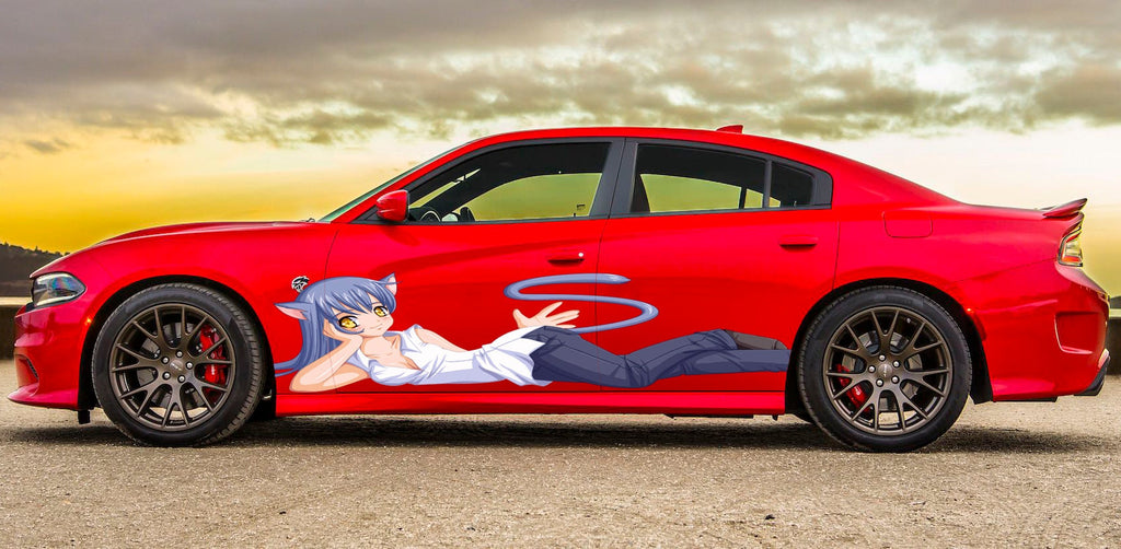 Sexy Anime Stickers, Manga Theme Side Car Wrap, Full Color Car Vinyl Design, Vinyl Decal, Large Vehicle Graphics Wrap