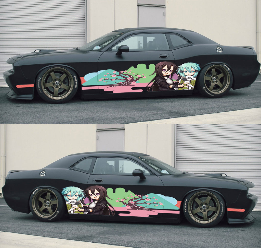 Anime Girls Sticker, Sakura Cherry Blossom Livery, Japanese Anime Vehicle Livery, Large Vehicle Graphics, Japanese Side Car Decal
