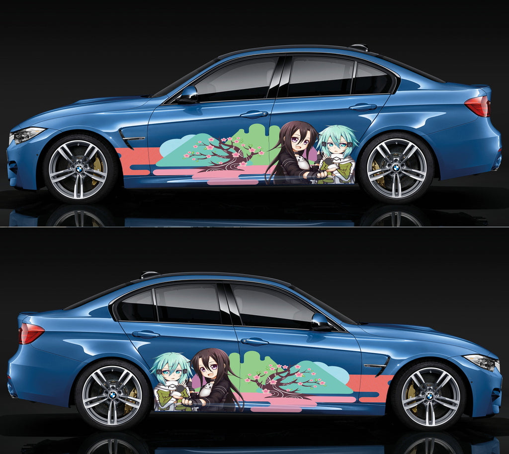 Anime Girls Sticker, Sakura Cherry Blossom Livery, Japanese Anime Vehicle Livery, Large Vehicle Graphics, Japanese Side Car Decal