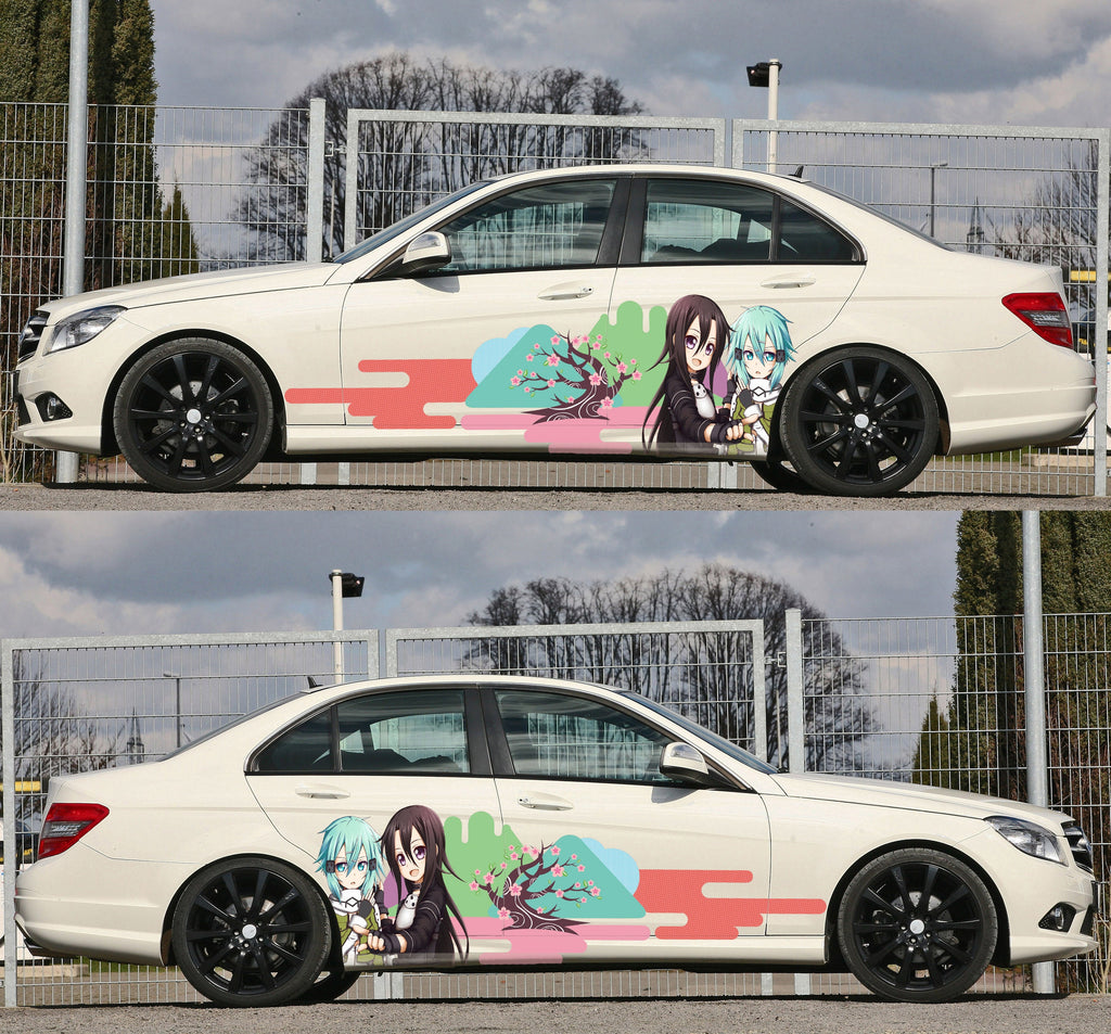 Anime Girls Sticker, Sakura Cherry Blossom Livery, Japanese Anime Vehicle Livery, Large Vehicle Graphics, Japanese Side Car Decal