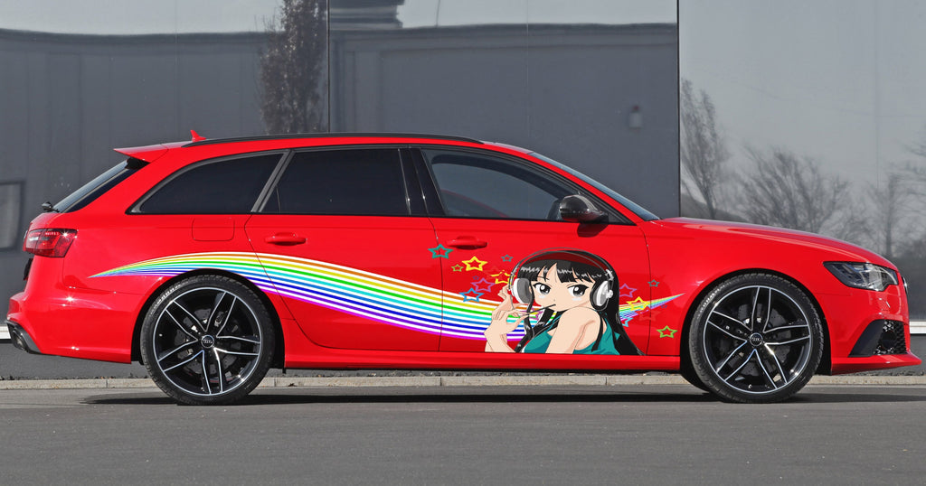 Anime Car Wrap, Sexy Anime Stickers, Manga Theme Side Car Wrap, Street Racing Graphic, Anime Car Vinyl Decal, Large Vehicle Graphics