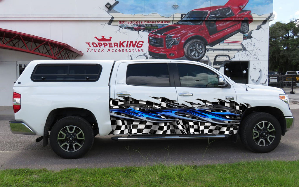 Car Vinyl Flag, jeep Side Tribal Checkered flag, Vinyl Racing Ripped Metal wrap Graphics Decal, Wrap Tribal Checkered