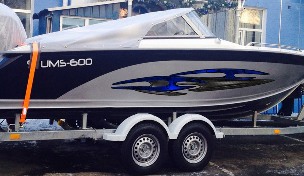 3D Sword Ripped Metal Vinyl Wrap ,Tattoo Boat Decals, Watercraft Vinyl, Tribal Yacht Vinyl, Ranger Boat Decals and Stickers
