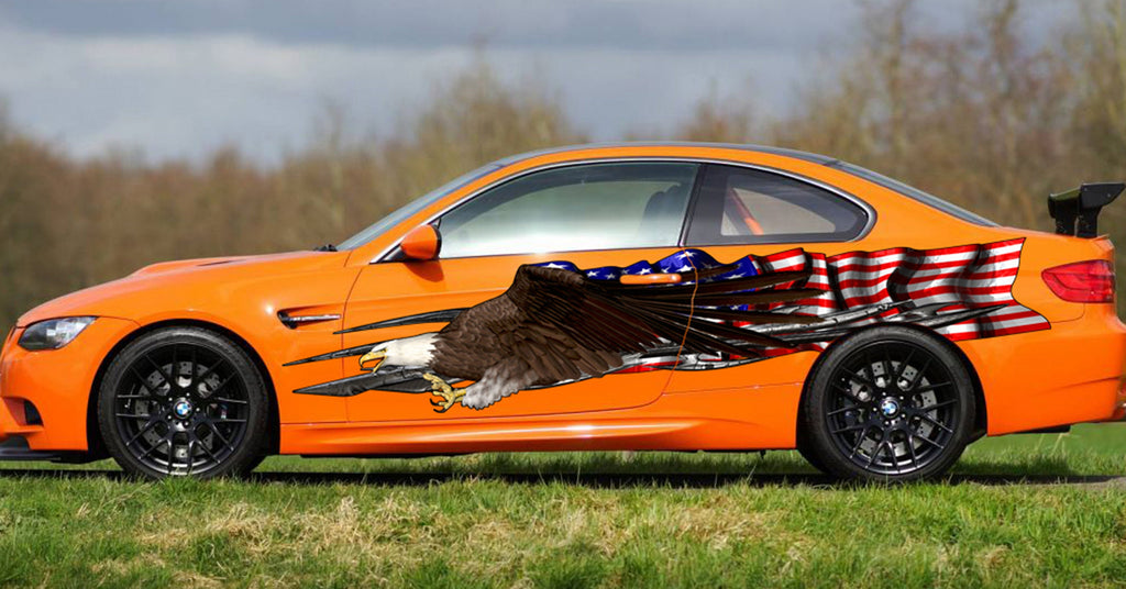 American Pride Ripped Metal Full Color Car Vinyl Design, US Flag wrap, US Eagle Decal, Patriotic Decals, eagle decor