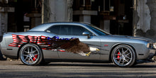 Load image into Gallery viewer, Ripped Metal US eagle Full Color Car Vinyl Design, Checkered flag graphics, American pride Wrap, Tribal US Flag Wrap