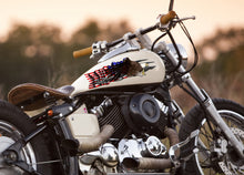 Load image into Gallery viewer, USA Racing Stickers and Decals, US Eagle Ripped Metal Motorcycle Vinyl, Dirt bike stickers, Dirt Bike Decals, American Flag Decal