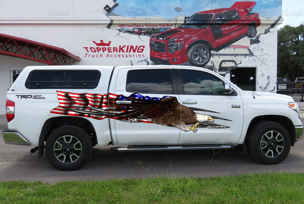 Bold Eagle Truck Side Stickers, USA Flag Car Wrap Decal, Eagle Vinyl, American Pride Graphics, USA Flag Decal for jeep
