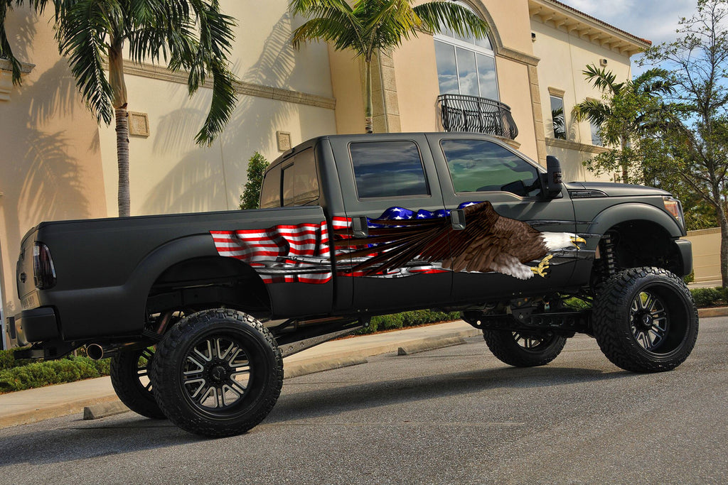 Bold Eagle Truck Side Stickers, USA Flag Car Wrap Decal, Eagle Vinyl, American Pride Graphics, USA Flag Decal for jeep