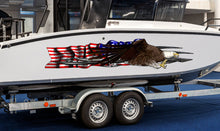 Load image into Gallery viewer, USA Flag Boat Wrap – 3D Ripped Metal Bald Eagle Vinyl Decal – Patriotic Marine Graphics – Boat, Truck, Trailer Full Color Vinyl Sticker