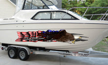 Load image into Gallery viewer, Boat Decals-Yacht American Pride Graphic Decal, American Flag Sticker Cigar Boat Wrap, 3D Tribal Ripped metal vinyl wrap, Stickers for Boat