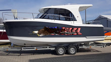 Load image into Gallery viewer, Boat Decals-Yacht American Pride Graphic Decal, American Flag Sticker Cigar Boat Wrap, 3D Tribal Ripped metal vinyl wrap, Stickers for Boat