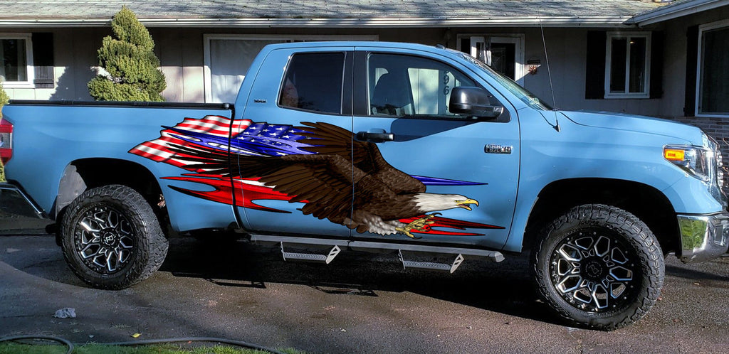 US eagle Racing flag Car sticker American pride, Tactical Large American Eagle Flag Country Auto Bumper Sticker Vinyl Decal for Car