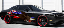 Load image into Gallery viewer, Tribal USA flag street racing graphic, American pride Ripped truck stickers Design, Patriotic Car wrap US Eagle decals