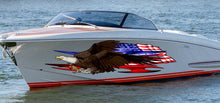 Load image into Gallery viewer, Boat Decals-Yacht American Pride Graphic Decal, American Flag Sticker Cigar Boat Wrap, 3D Tribal Ripped metal vinyl wrap, Stickers for Boat