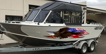 Load image into Gallery viewer, Boat Decals-Yacht American Pride Graphic Decal, American Flag Sticker Cigar Boat Wrap, 3D Tribal Ripped metal vinyl wrap, Stickers for Boat