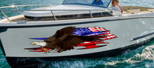 Load image into Gallery viewer, Boat Decals-Yacht American Pride Graphic Decal, American Flag Sticker Cigar Boat Wrap, 3D Tribal Ripped metal vinyl wrap, Stickers for Boat