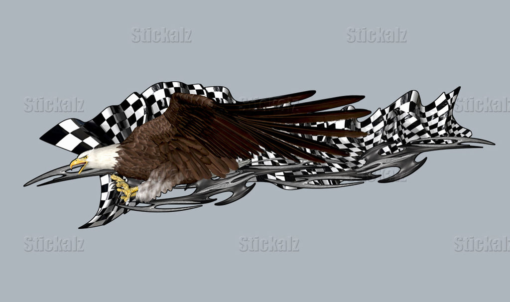 3D US eagle Ripped Metal Car Vinyl Checkered flag wrap Racing flag jeep Graphics Side Decals Graphics Vinyl Stickers