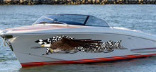 Load image into Gallery viewer, Boat Decals-Yacht American Pride Graphic Decal, American Flag Sticker Cigar Boat Wrap, 3D Tribal Ripped metal vinyl wrap, Stickers for Boat