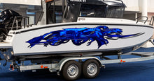 Load image into Gallery viewer, 3D Sword Ripped Metal Vinyl Wrap ,Boat stickers, Watercraft decals, Tribal Yacht decor, Ranger Boat Decals and Stickers